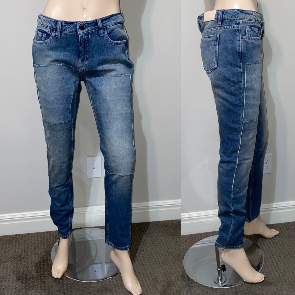 Victoria Beckham Skinny Patch Zip Jeans 30